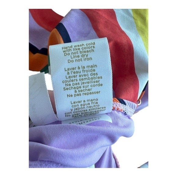 Anne Cole Printed Mulit Color Wavey Tankini Swim Top Criss Cross Back M NEW - Picture 9 of 13
